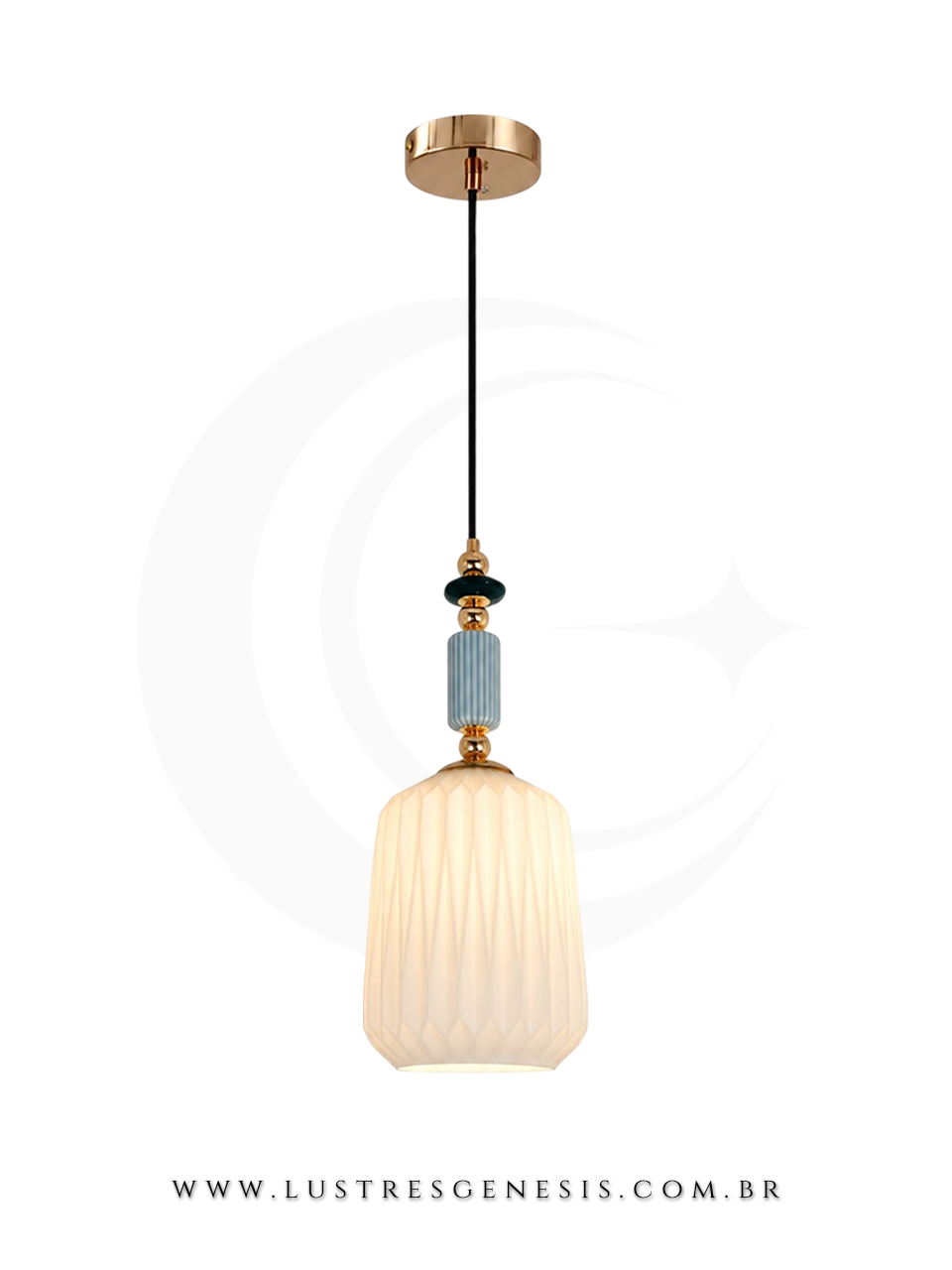 Pendente Escandinava Dourado com Cer&acirc;mica Para Quarto, Bancada Gourmet e Cabeceira de Cama